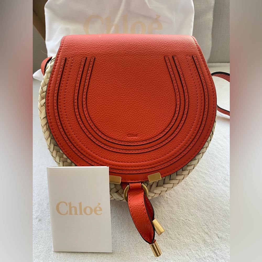 Chloe Red and Cream Saddle Bag